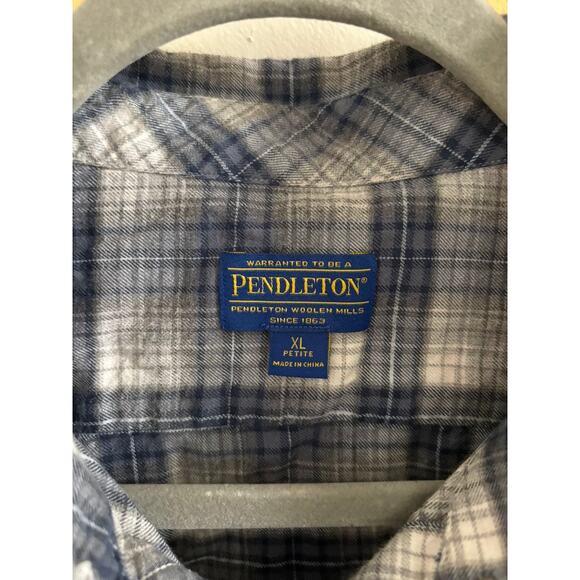 Pendleton Top Women's XL Petite Flanner Blue Gray Long Sleeve Button Up - Picture 3 of 6